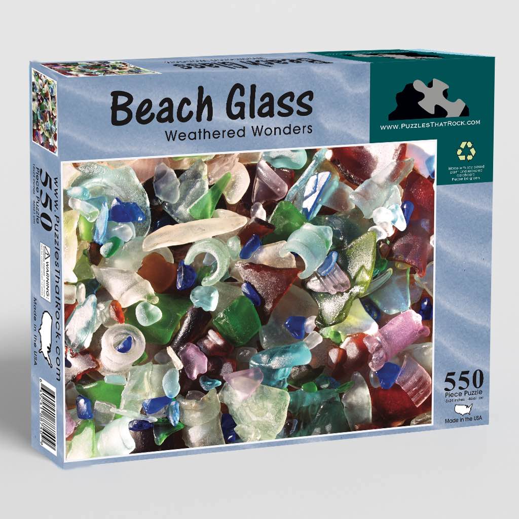 Weathered Beach Glass Puzzle | Coastal Jigsaw Made in the USA