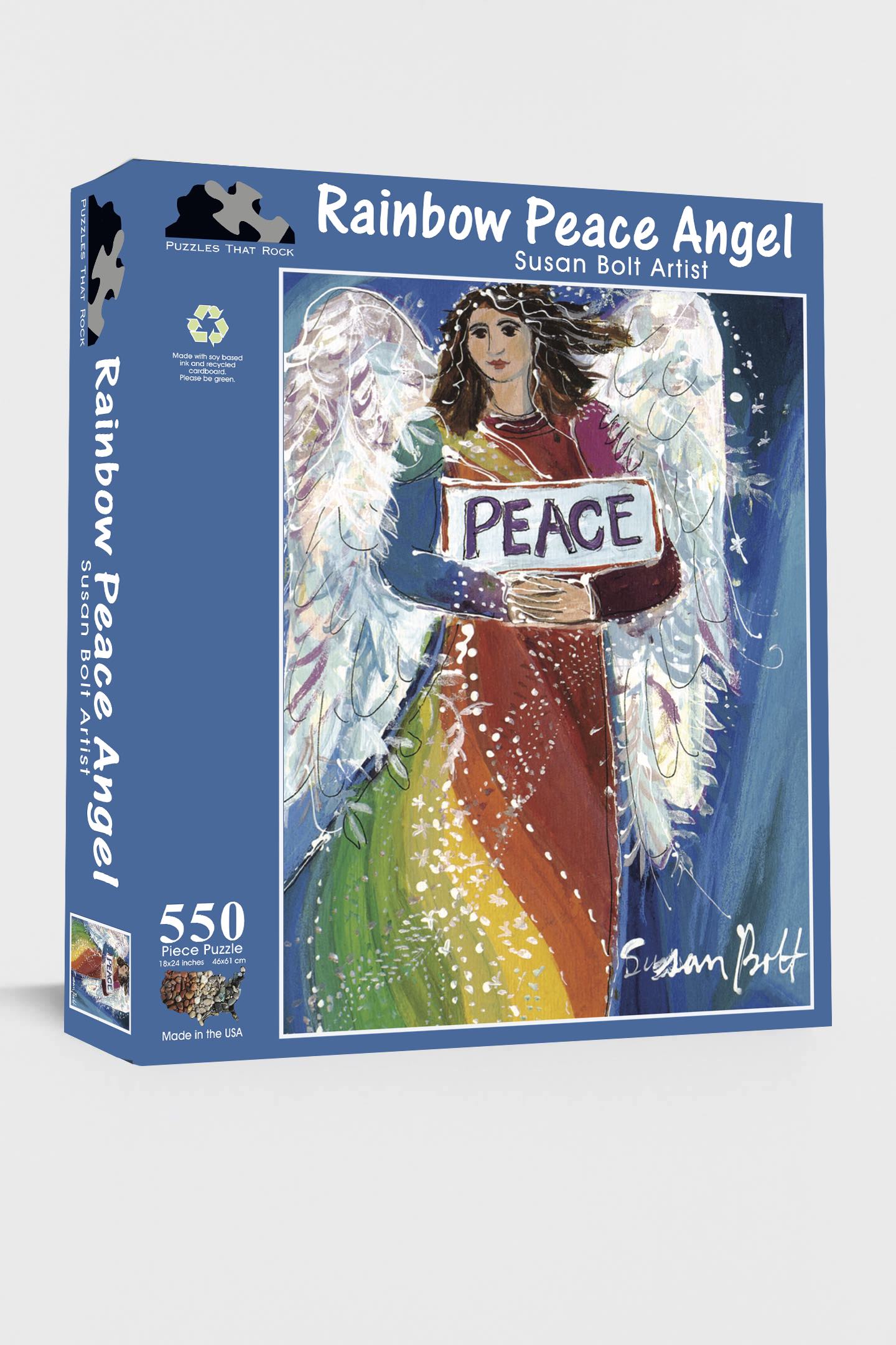 Rainbow Peace Angel Puzzle | Inspirational Art Jigsaw for Adults