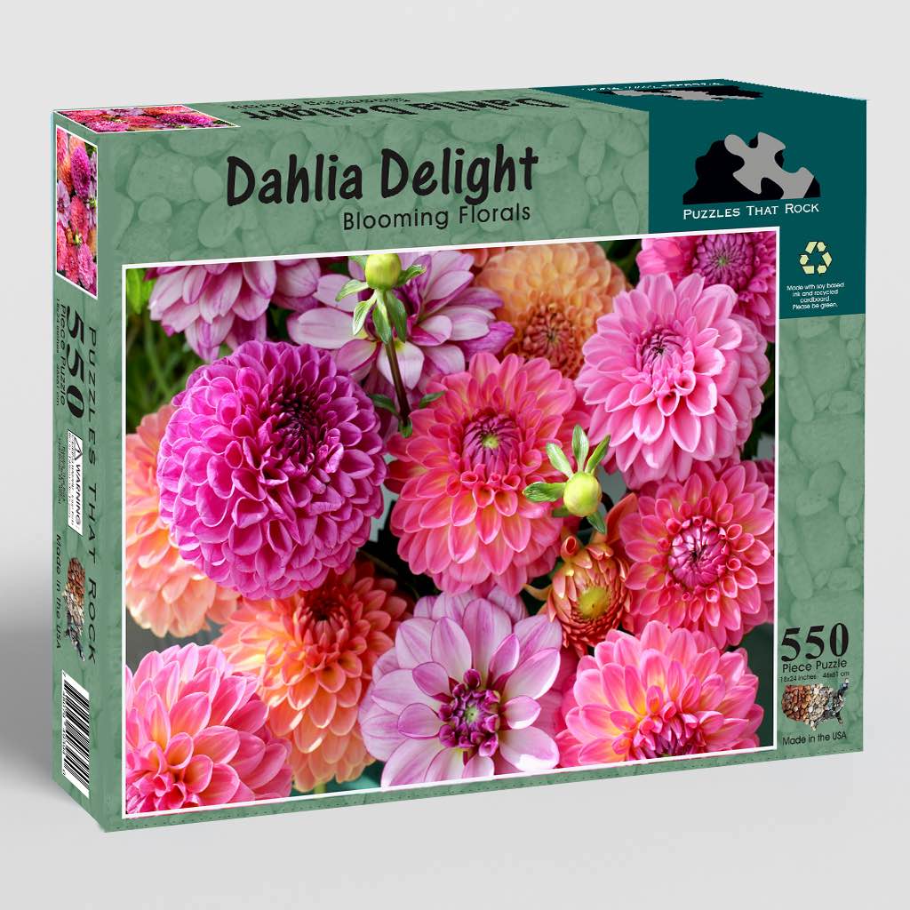 Dahlia Delight Puzzle | Floral Art Jigsaw Made in the USA