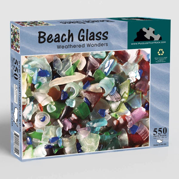 Weathered Beach Glass Puzzle | Coastal Jigsaw Made in the USA