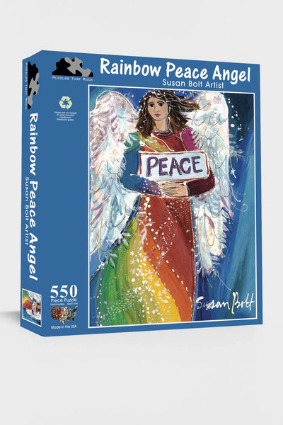 Rainbow Peace Angel Puzzle | Inspirational Art Jigsaw for Adults