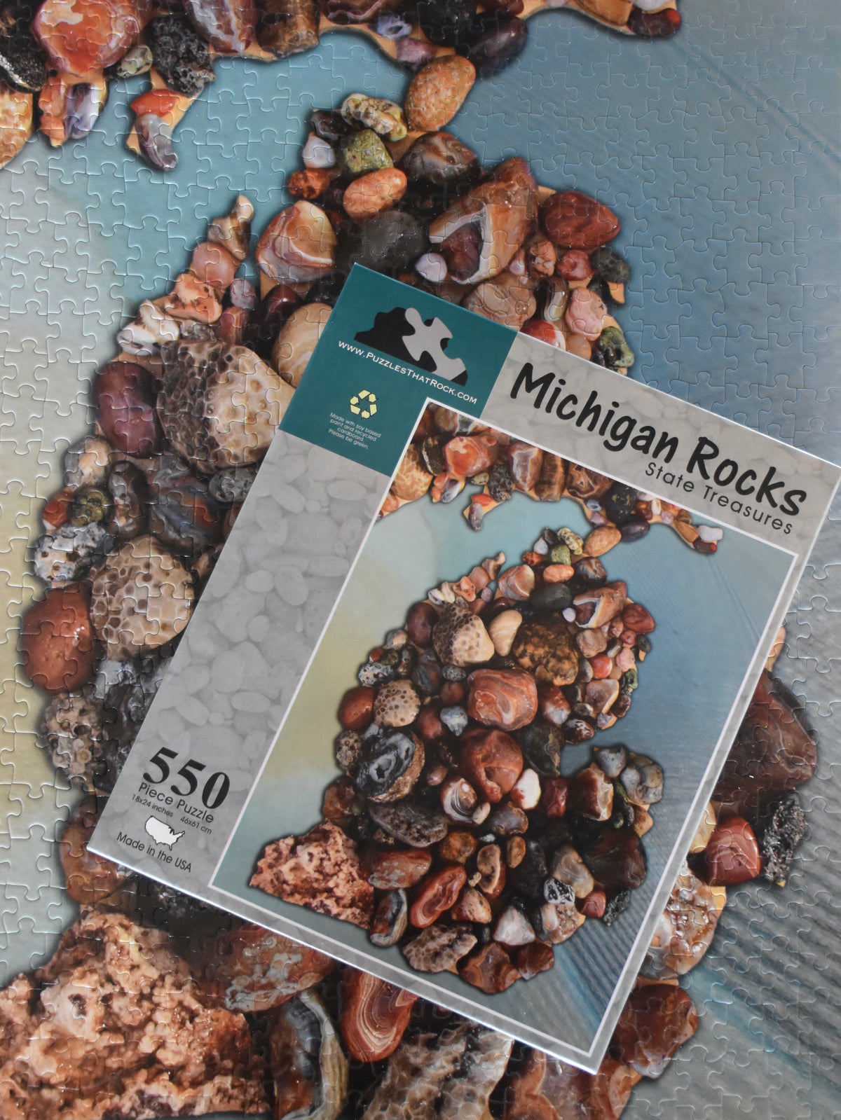 Michigan Rocks Agg Michigan Rocks Puzzle | Illustrated State Jigsaw with Local Art ...